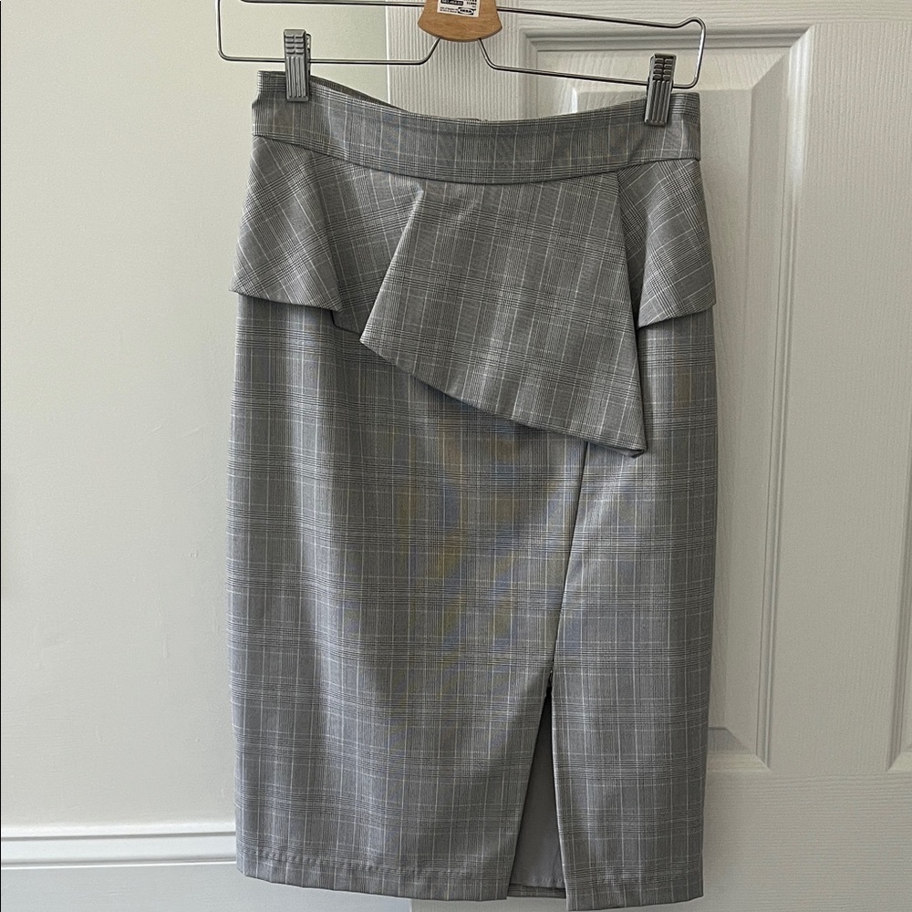 Zara Gray Plaid Pencil Skirt